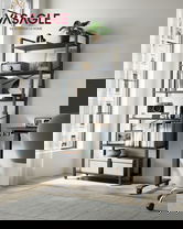 Biblioteca cu 6 rafturi, Vasagle, Industrial, 80x30x186 cm, otel/PAL, negru