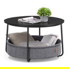 Masuta de cafea cu cos textil, Vasagle, Modern Style, 75x45 cm, PAL/otel/poliester, negru/gri