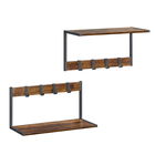 Set 2 rafturi de perete cu agatatori, Vasagle, 50x24.2x26.5, otel/PAL, negru
