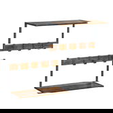 Set 2 rafturi de perete cu agatatori, Vasagle, 50x24.2x26.5, otel/PAL, negru
