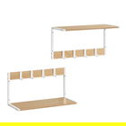 Set 2 rafturi de perete cu agatatori, Vasagle, 50x24.2x26.5, otel/PAL, alb/natural