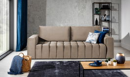 Canapea extensibila 3 locuri ELTAP, Laz01, Lazaro, 247x97x92 cm, lemn/poliester, maro deschis