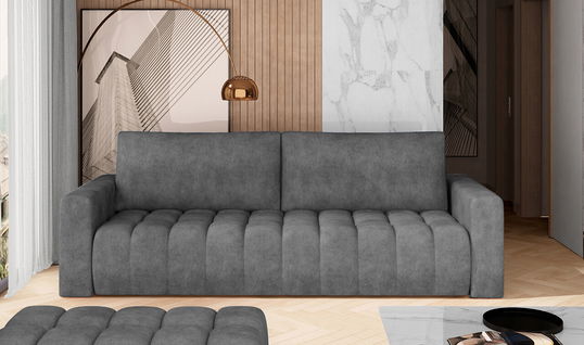 Canapea extensibila 3 locuri ELTAP, Laz11, Lazaro, 247x97x92 cm, lemn/poliester, gri