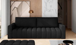Canapea extensibila 3 locuri ELTAP, Laz15, Lazaro, 247x97x92 cm, lemn/poliester, negru