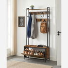 Cuier cu pantofar, Vasagle, Industrial Design, 9 agatatori, 85x30x180 cm, PAL/otel, maro