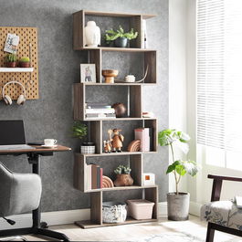 Biblioteca cu 6 rafturi, Vasagle, Cube Display, 70x24x190.5 cm, PAL, gri