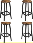 Set 4 scaune de bar, Vasagle, Industrial Design, 30x65 cm, max 150 kg, PAL/otel, maro