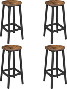 Set 4 scaune de bar, Vasagle, Industrial Design, 30x65 cm, max 150 kg, PAL/otel, maro