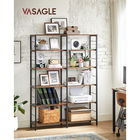 Biblioteca cu 6 rafturi, Vasagle, Industrial, 120x30x172.5 cm. PAL/otel, maro