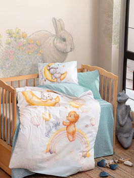 Lenjerie de pat pentru copii, Moon - Mint, Cotton Box, Bumbac Ranforce