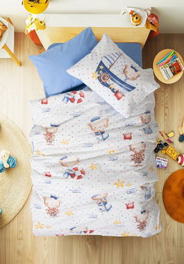 Lenjerie de pat pentru copii, Seaman - Blue, Cotton Box, Bumbac Ranforce