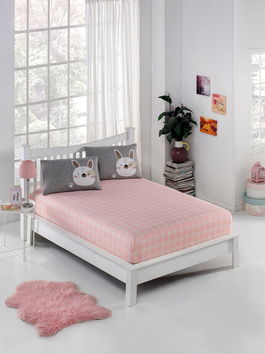 Set de pat pentru o persoana (cearceaf cu elastic si perna) 2 piese, Tavşancık, Eponj Home, 65% bumbac/35% poliester