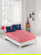 Set de pat dublu (cearceaf cu elastic si perne) 3 piese, Big Filamin, EnLora Home, 65% bumbac/35% poliester