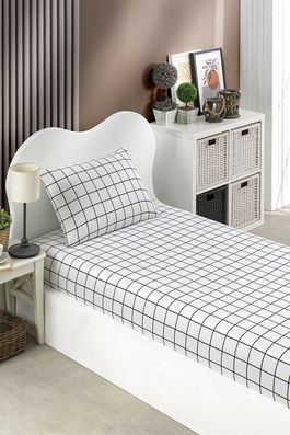 Set de pat pentru o persoana (cearceaf cu elastic si perna) 2 piese, Artus - Black, Eponj Home, 65% bumbac/35% poliester