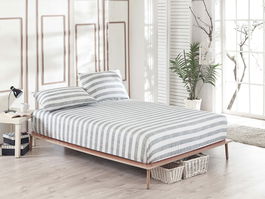 Set de pat pentru o persoana (cearceaf cu elastic si perna) 2 piese, Hook - Grey, EnLora Home, 65% bumbac/35% poliester