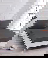 Set de pat pentru o persoana (cearceaf cu elastic si perna) 2 piese, Düzboya - Black, EnLora Home, 50% bumbac / 50% poliester