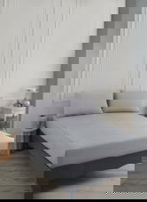 Set de pat pentru o persoana (cearceaf cu elastic si perna) 2 piese, Road Potlu - Light Grey, EnLora Home, 70% bumbac/30% poliester