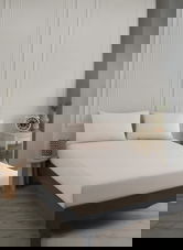 Set de pat pentru o persoana (cearceaf cu elastic si perna) 2 piese, Road Potlu - Beige, EnLora Home, 70% bumbac/30% poliester
