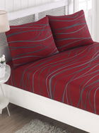 Set de pat dublu (cearceaf cu elastic si perne) 3 piese, Verda - Claret Red, EnLora Home, 65% bumbac/35% poliester