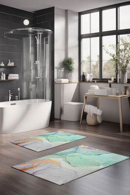 Set covorase de baie, Cartwright, CT-5027, Poliester, Multicolor