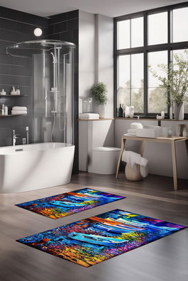 Set covorase de baie, Cartwright, CT-5141, Poliester, Multicolor
