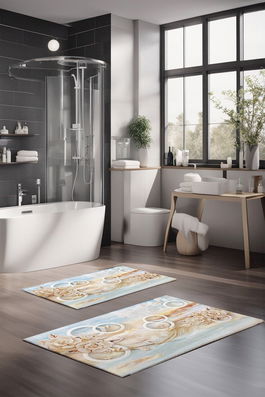 Set covorase de baie, Cartwright, CT-5229, Poliester, Multicolor