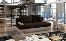 Canapea extensibila 3 locuri ELTAP, Milo, 213x95x90 cm, lemn/poliester, maro inchis/bej