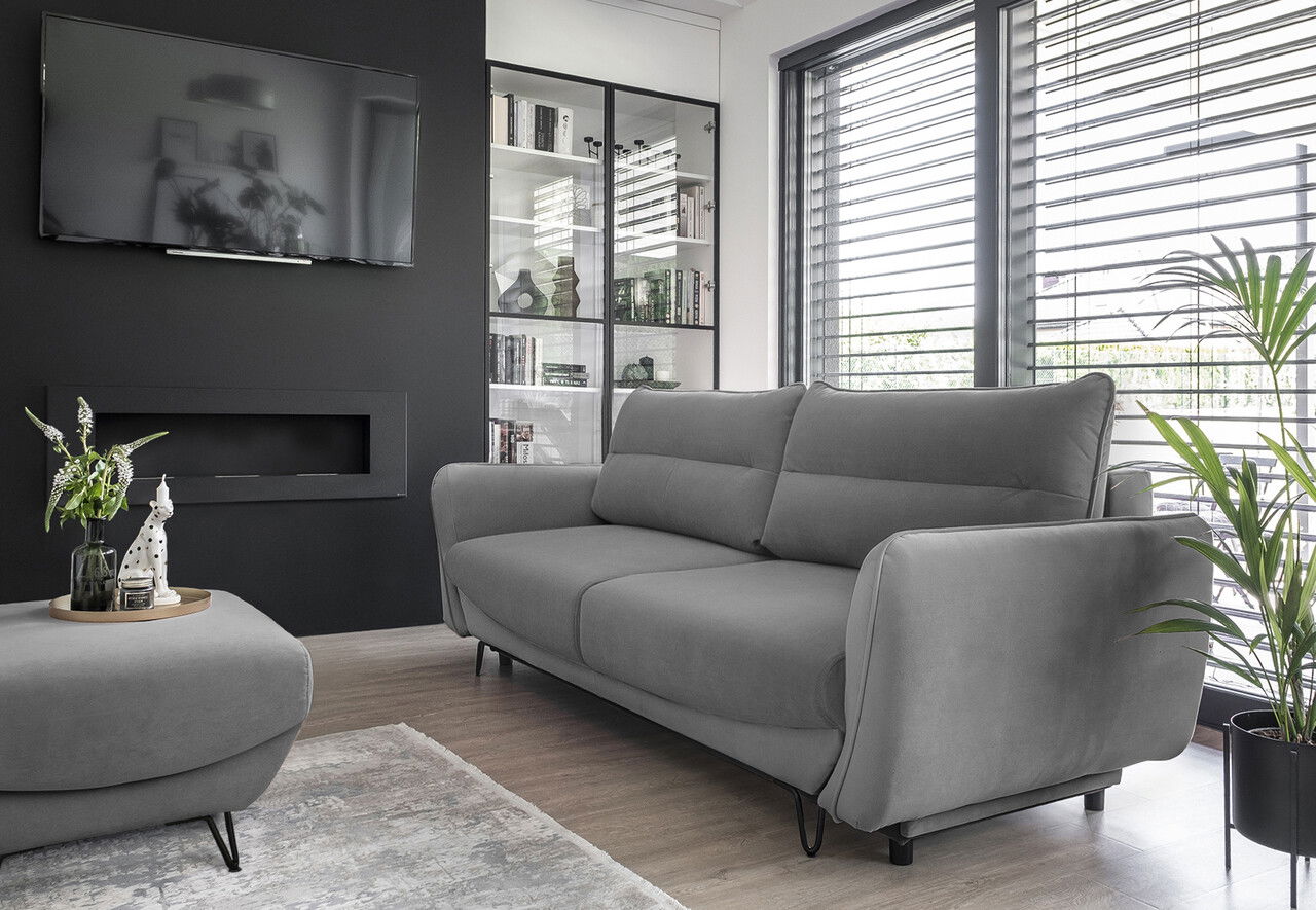 Canapea extensibila 4 locuri ELTAP, SO-SIL-04VE, Silva, 236x95x90 cm, lemn/poliester, gri