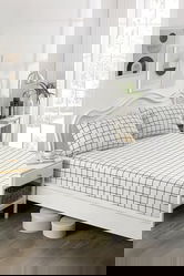 Set de pat dublu (cearceaf cu elastic si perne) 3 piese, Artus - Black, Eponj Home, 65% bumbac/35% poliester