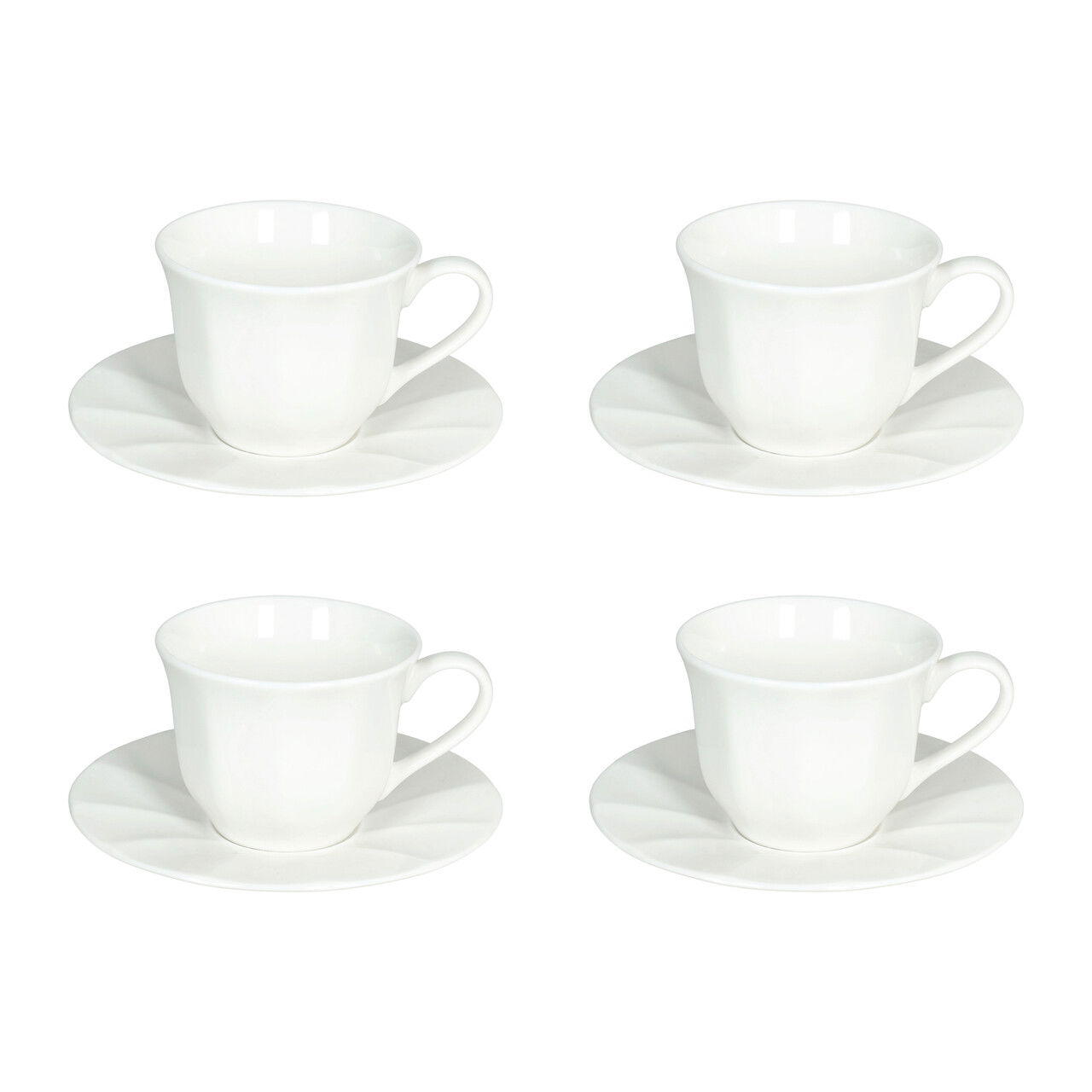 Set 4 cesti de ceai cu farfurie Queen, Andrea Fontebasso, 210 ml, New Bone China, alb