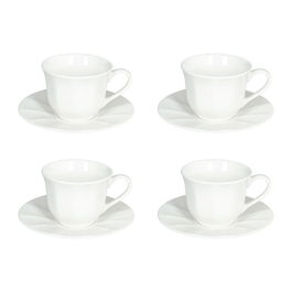 Set 4 cesti de ceai cu farfurie Queen, Andrea Fontebasso, 210 ml, New Bone China, alb