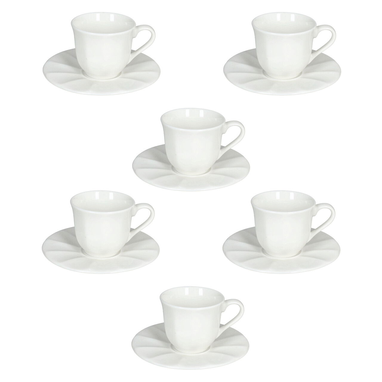 Set 6 cesti de cafea cu farfurie Queen, Andrea Fontebasso, 85 ml, New Bone China, alb