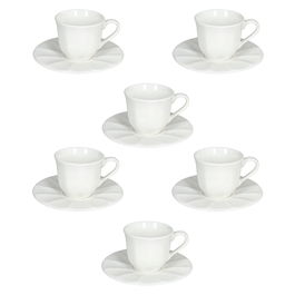 Set 6 cesti de cafea cu farfurie Queen, Andrea Fontebasso, 85 ml, New Bone China, alb