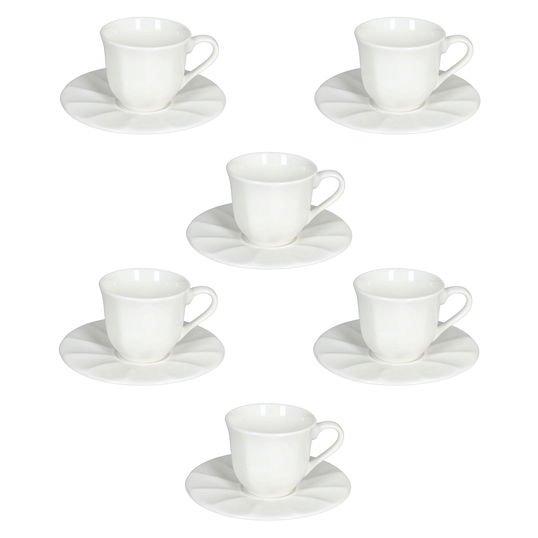Set 6 cesti de cafea cu farfurie Queen, Andrea Fontebasso, 85 ml, New Bone China, alb