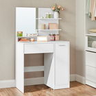 Masa de toaleta cu oglinda / masuta dressing, Vasagle, 80x40x132 cm, PAL/oglinda, alb