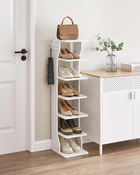 Pantofar ingust, Vasagle Slim, 6 perechi incaltaminte, 30x26.4x110.4 cm, PAL/otel, alb