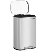 Cos de gunoi cu pedala 50 L, Songmics, inchidere soft close, capac cu balamale, igienic, etans, 43.2x37.1x63.2 cm, otel, argintiu