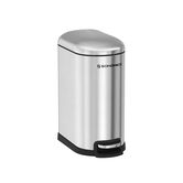 Cos de gunoi cu pedala 10 L, Songmics, Slim, inchidere soft close, 31.5x19x39 cm, inox, argintiu