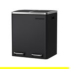 Cos de gunoi cu pedala 2 x 15 L, Songmics, inchidere soft close, igienic, etans, 41x36x47 cm, otel, negru
