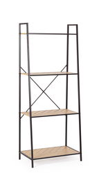 Biblioteca Haldor, Bizzotto, 60.5x36x150 m, otel/MDF furniruit, negru/natural