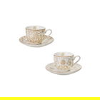 Set 2 cesti cu farfurie pentru cafea, Excalibur v2, Brandani, D11x5 cm, 50 ml, portelan New Bone China