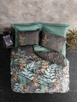 Lenjerie de pat dubla, Clorasa - Mint, Cotton Box, Bumbac Satinat