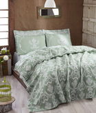 Cuvertura matlasata dubla, Pure - Water Green, EnLora Home, Bumbac