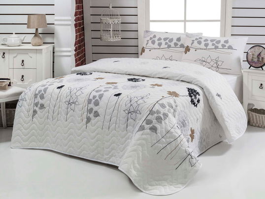Cuvertura Single 155x200 cm, Atlantis - White, Eponj Home, 65% bumbac/35% poliester
