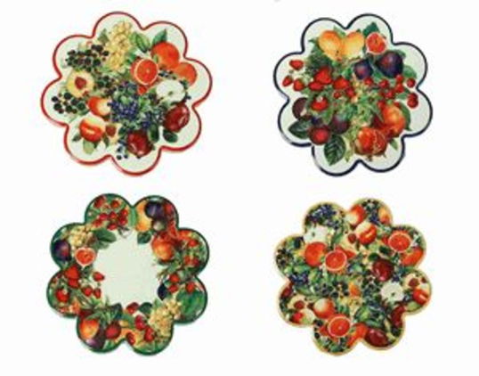 Set 4 suporturi de pahare, Le Primizie, Brandani, 11x11 cm, ceramica/pluta