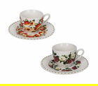 Set 2 cesti cu farfurie pentru cafea, Le Primizie Fresh Fruits v1, Brandani, D12.5x6.5 cm, portelan