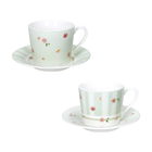 Set 2 cesti cu farfurie pentru cafea, Polline Green, Brandani, D11x7 cm, 50 ml, portelan New Bone China