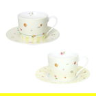 Set 2 cesti cu farfurie pentru ceai, Polline Yellow, Brandani, D15x7 cm, 200 ml, portelan New Bone China