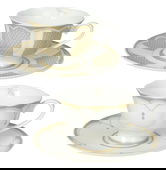 Set 2 cesti cu farfurie pentru ceai, Golden Eye, Brandani, D15x7.5 cm, portelan New Bone China