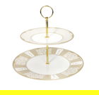 Platou etajat pentru prajituri, Golden Eye, Brandani, D26.5x24 cm, portelan